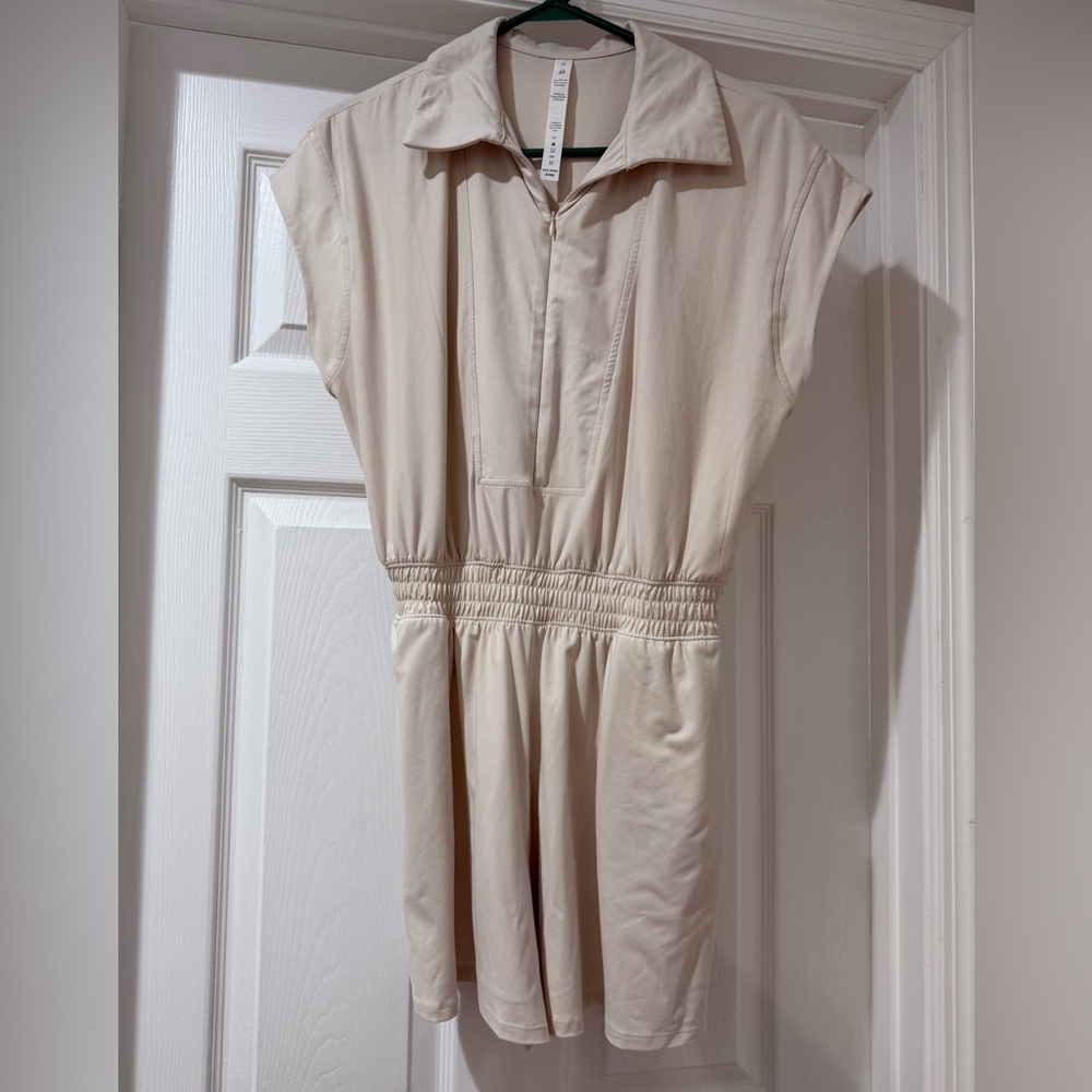 Beige Short-Sleeve Romper